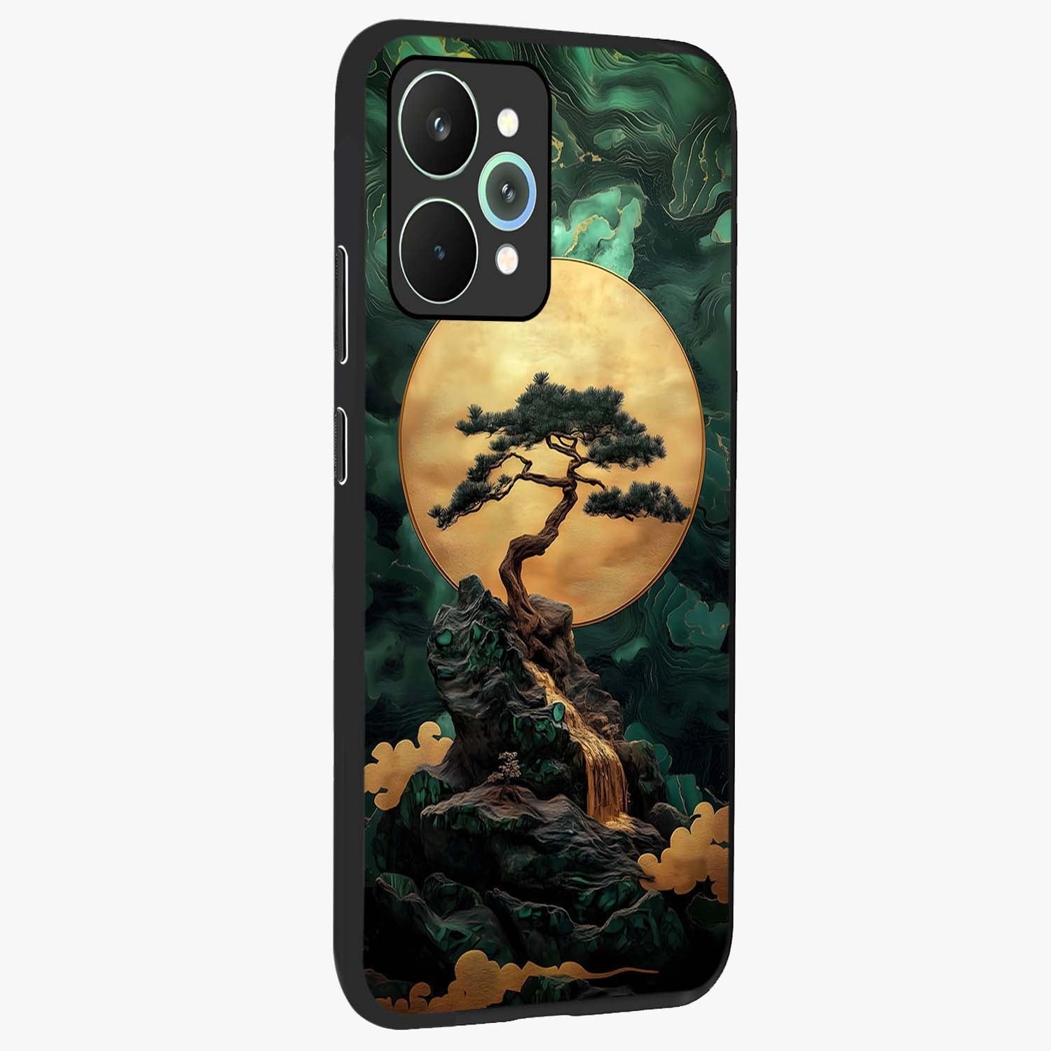 Zen Moon Rise Glass Case upright view showcasing serene moon artwork with tranquil night theme.
