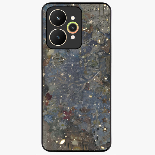 Aesthetic Astrolophia Glass Case showing flat back view with dreamy aesthetic design and glossy glass finish.