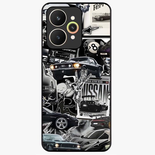 Aesthetic Dark Love Glass Case showing flat back view with dark romantic artwork and glossy glass finish.