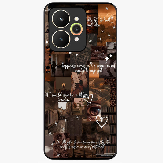 Bittersweet Aesthetic Chaos Glass Case showing flat back view with artistic chaotic aesthetic design and glossy glass finish.