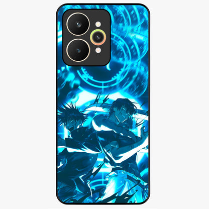 Cursed Energy Clash Glass Case showing flat back view with intense cursed energy artwork and glossy glass finish.