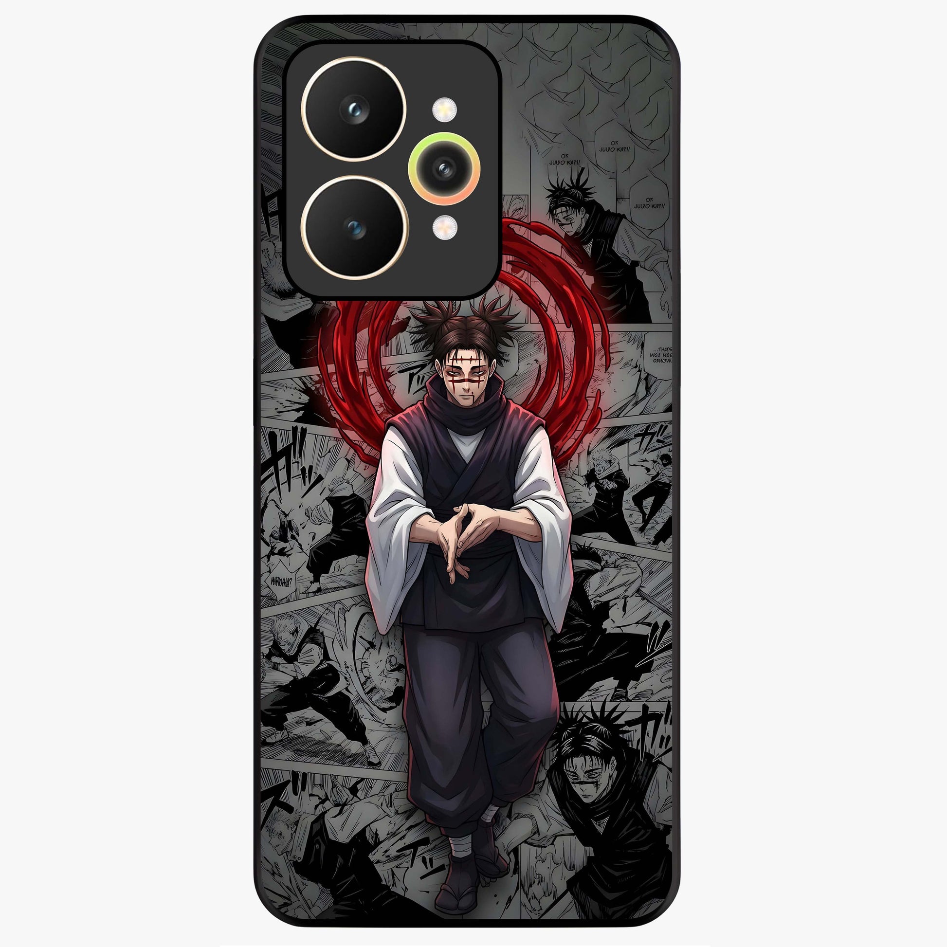 Cursed Ritual Ascension Glass Case showing flat back view with dark ritual themed artwork and glossy glass finish.