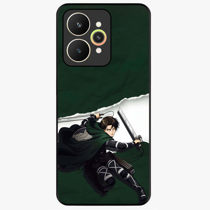 Emerald War Vanguard Glass Case showing flat back view with powerful warrior themed artwork and glossy glass finish.