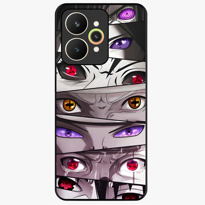 Eyes of Destiny Glass Case showing flat back view with striking eye themed artwork and glossy glass finish.