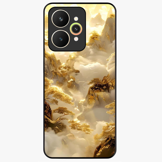 Gates Of Illumination Glass Case showing flat back view with mystical illuminated gate artwork and glossy glass finish.