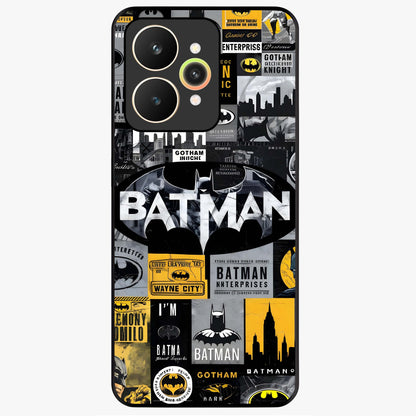 Knight Gotham Rise Glass Case showing flat back view with dark hero inspired artwork and glossy glass finish.