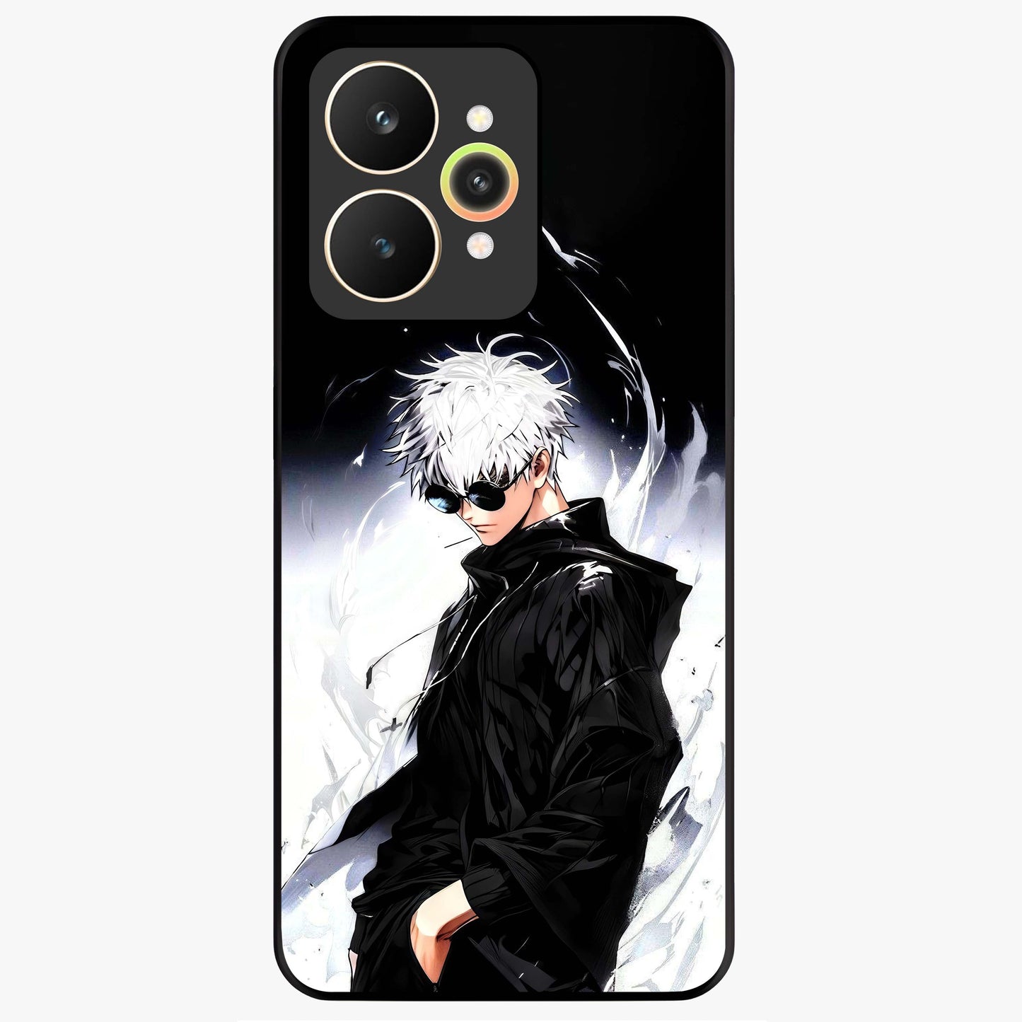 Limitless Shadow King Glass Case showing flat back view with powerful shadow warrior artwork and glossy glass finish.