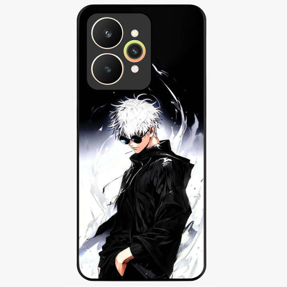 Limitless Shadow King Glass Case showing flat back view with powerful shadow warrior artwork and glossy glass finish.