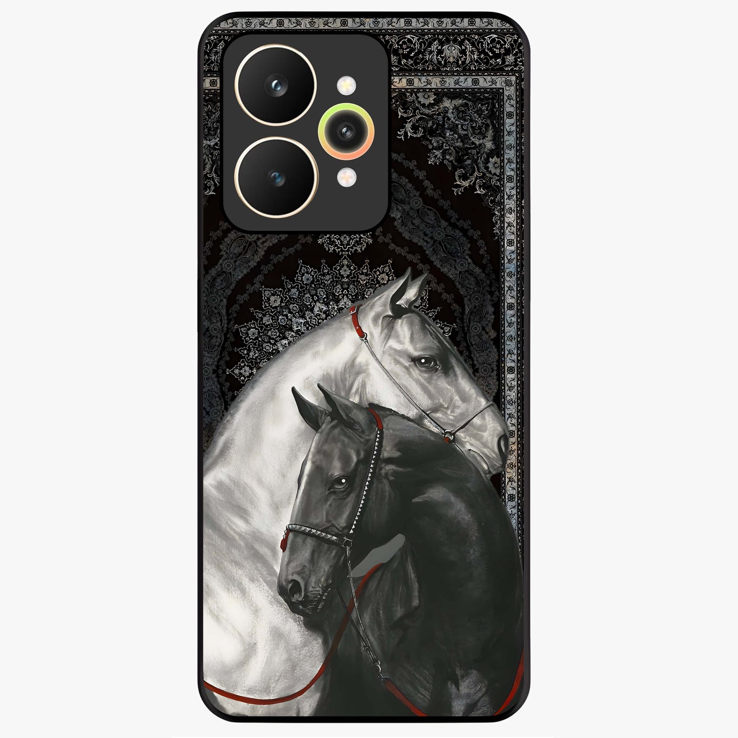 Majestic Ride Legacy Glass Case showing flat back view with powerful automotive inspired artwork and glossy glass finish.