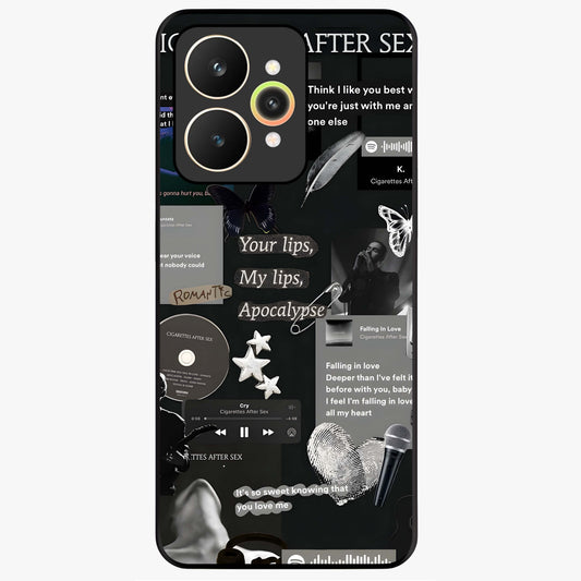 Midnight Love Echo Glass Case showing flat back view with romantic midnight themed artwork and glossy glass finish.