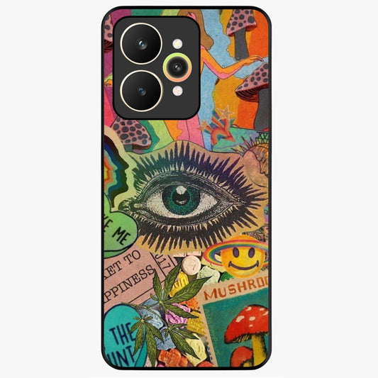 Mystic Eye Wonderland Glass Case showing flat back view with mystical eye themed artwork and glossy glass finish.