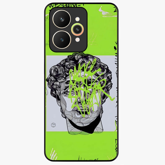 Neo Graffiti Rebellion Glass Case showing flat back view with vibrant graffiti artwork and glossy glass finish.