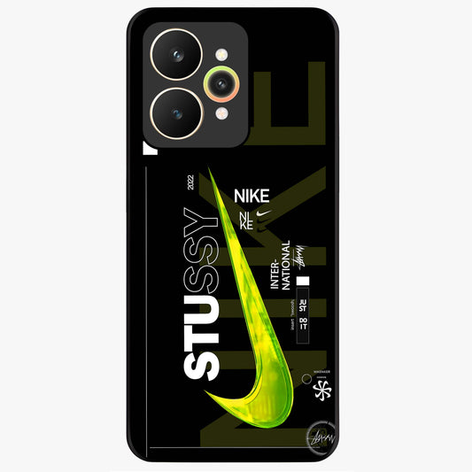 Neon Street Edition Glass Case showing flat back view with neon street style artwork and glossy glass finish.