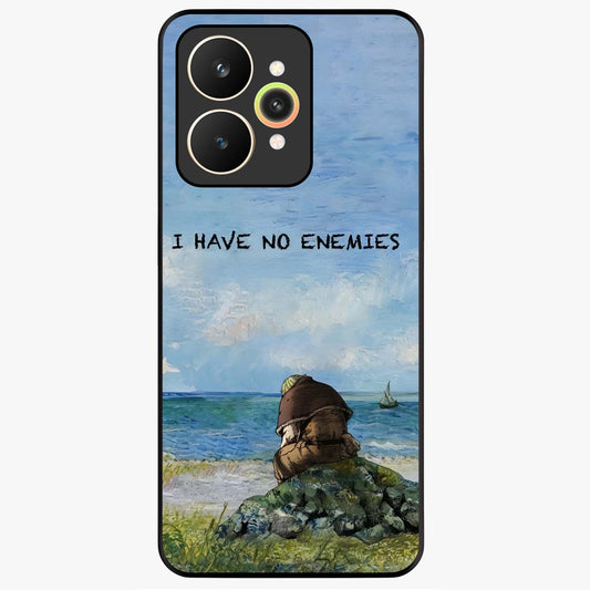 Peace Beyond War Glass Case showing flat back view with symbolic peace themed artwork and glossy glass finish.