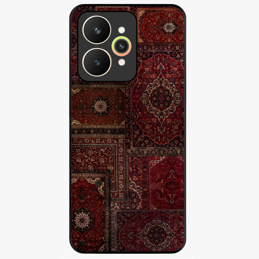 Persian Velvet Tale Glass Case showing flat back view with luxurious Persian velvet pattern artwork and glossy glass finish.
