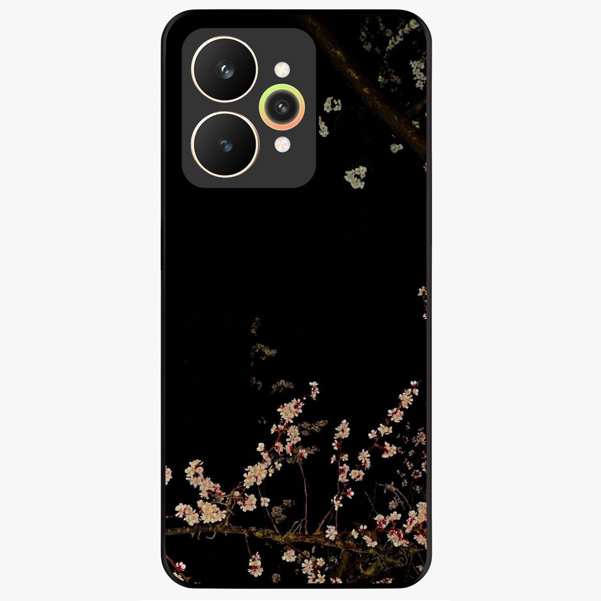 Petal Moon Light With Custom Name Glass Case showing flat back view with floral moonlight artwork and personalized name design.