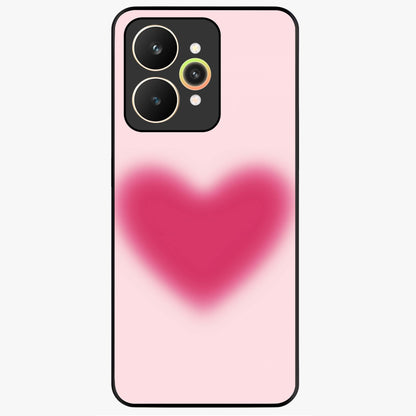 Pink Aura Heart Glass Case showing flat back view with glowing heart artwork and glossy glass finish.