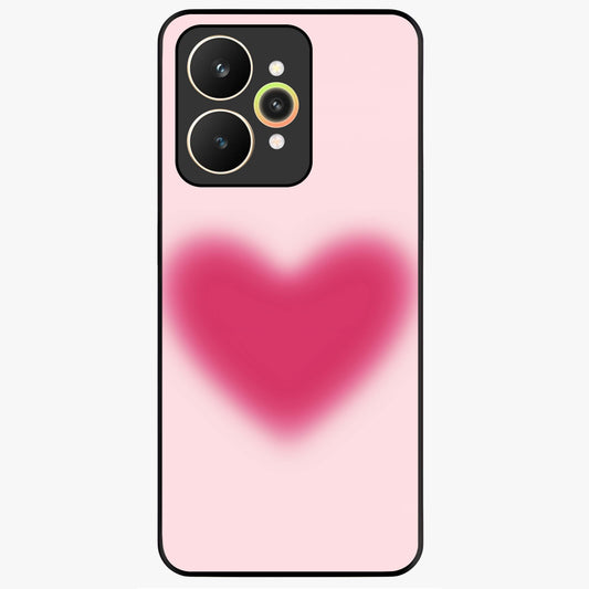 Pink Aura Heart Glass Case showing flat back view with glowing heart artwork and glossy glass finish.