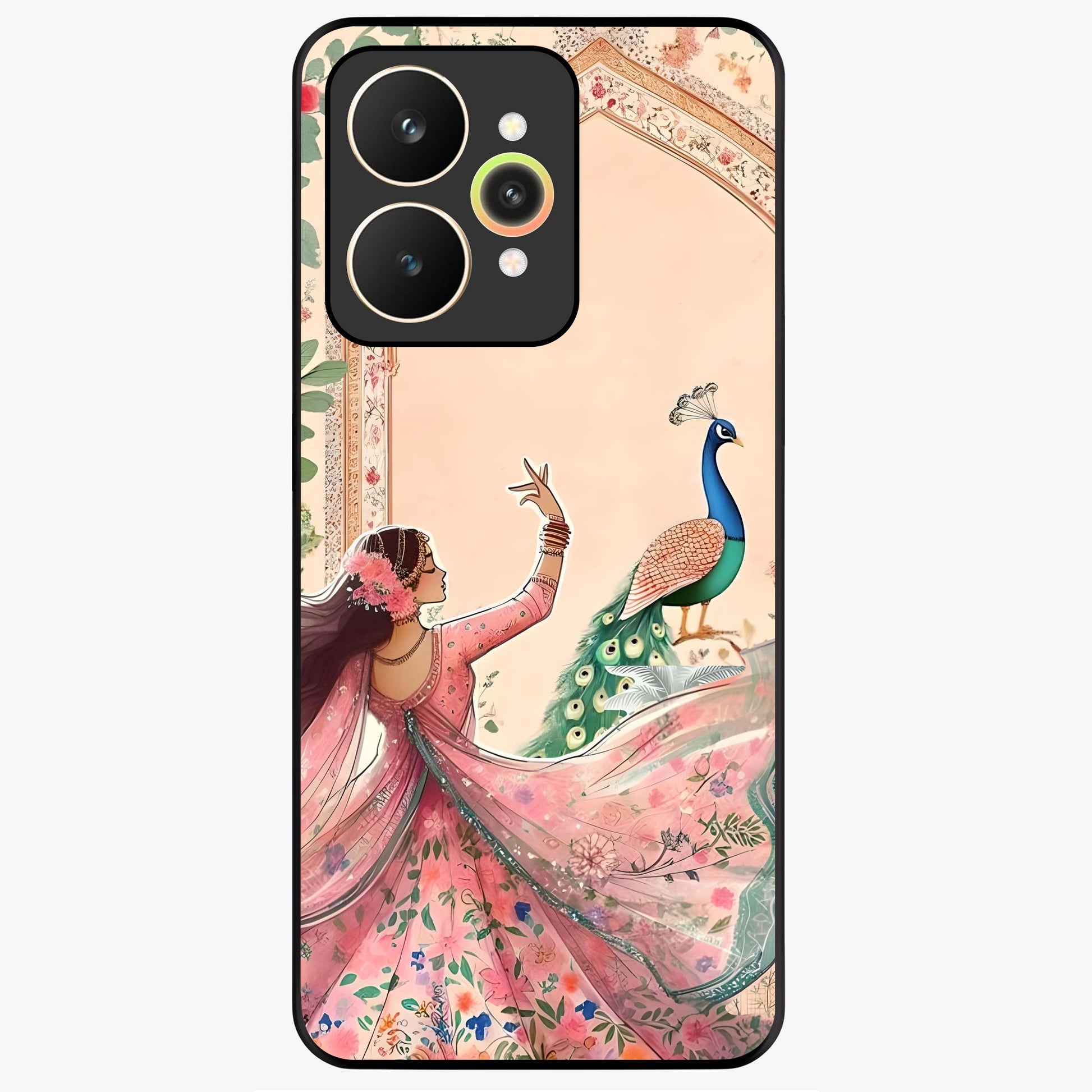 Royal Grace Muse Glass Case showing flat back view with elegant artistic artwork and glossy glass finish.