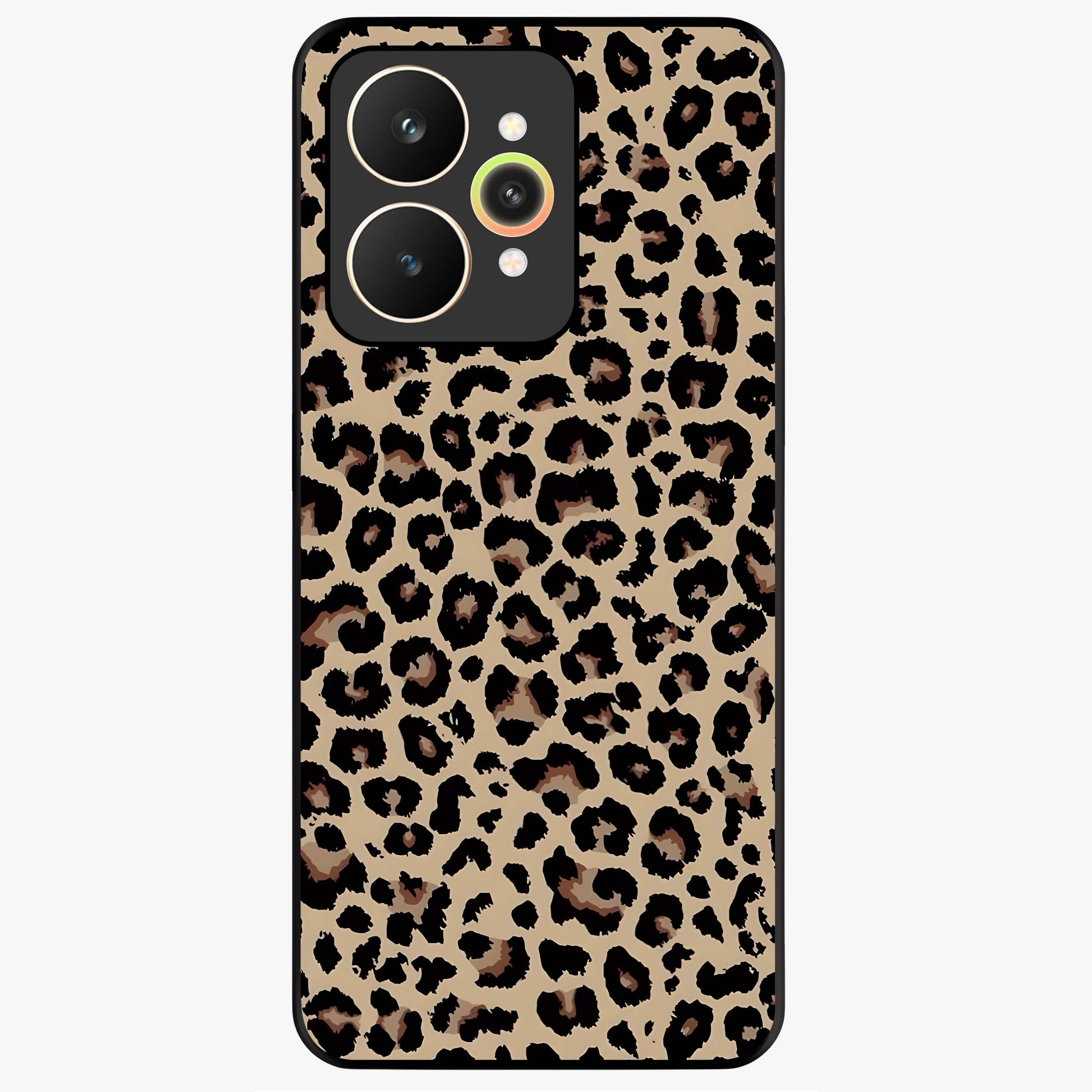 Savage Chic Pattern Glass Case showing flat back view with stylish patterned artwork and glossy glass finish.