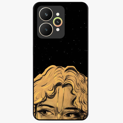 Shri Krishna Art Glass Case showing flat back view with devotional Krishna artwork and glossy glass finish.