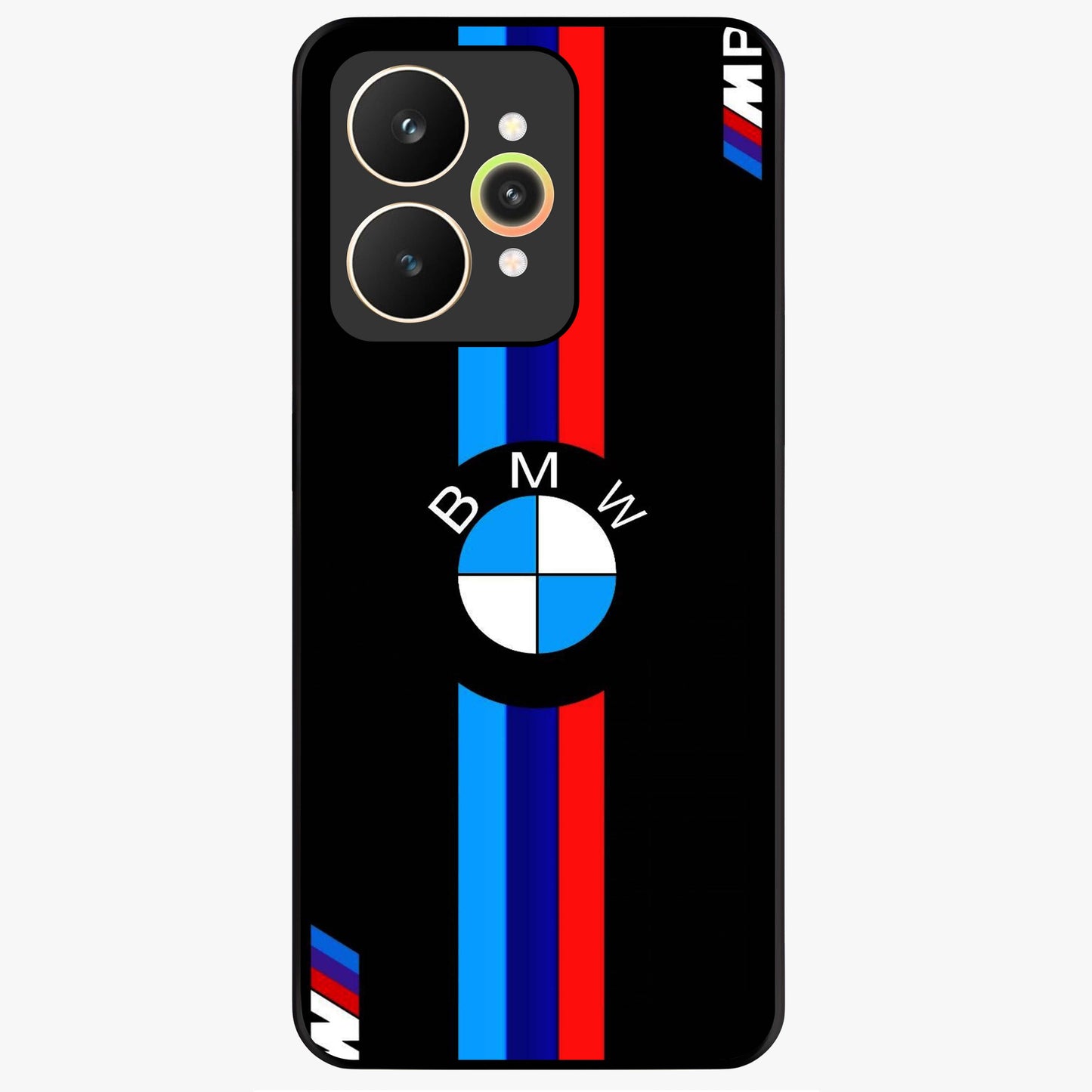 Turbo BMW Beast Glass Case showing flat back view with high performance sports car artwork and glossy glass finish.