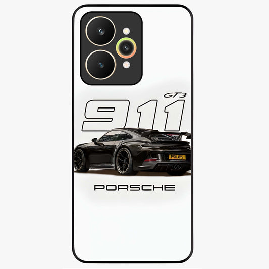 Turbo Legacy Icon Glass Case showing flat back view with iconic sports car inspired artwork and glossy glass finish.