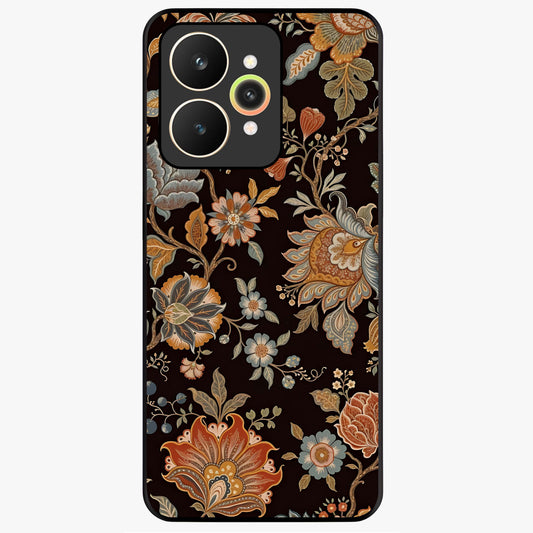 Vintage Floral Dream Glass Case showing flat back view with classic floral artwork and glossy glass finish.