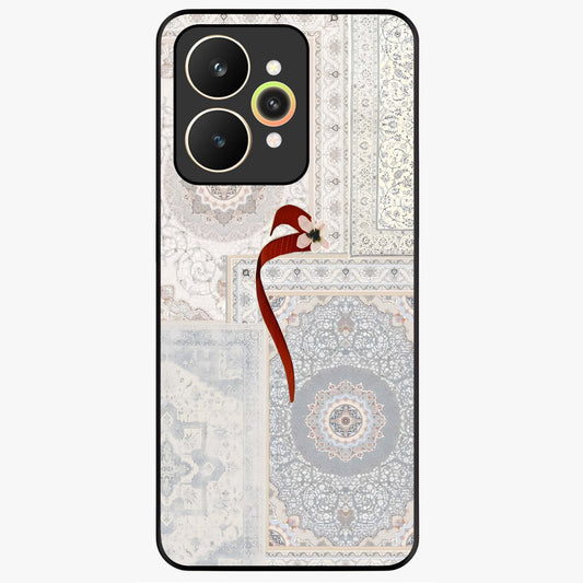 White Aesthetic Bow Glass Case showing flat back view with minimal bow artwork and glossy glass finish.