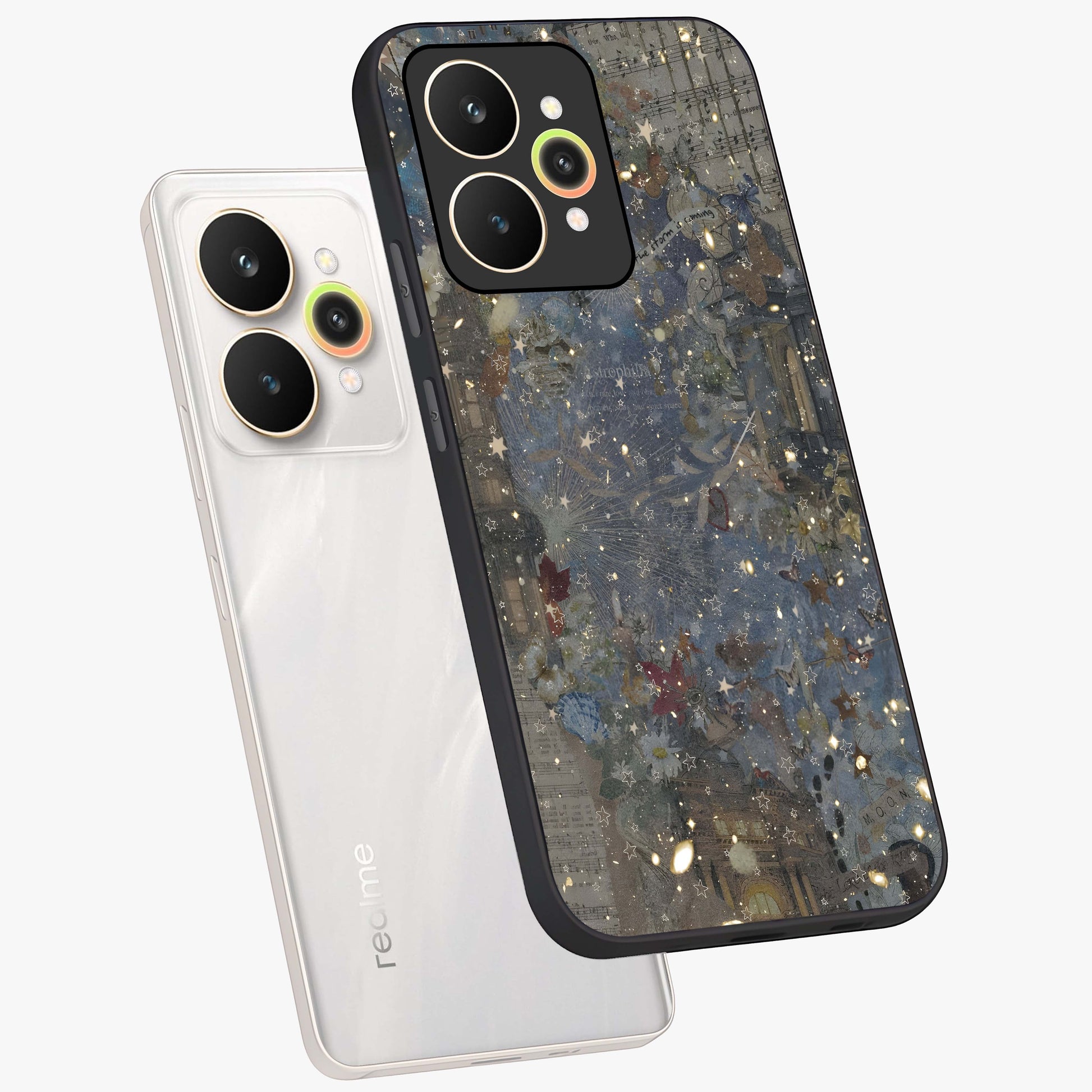 Aesthetic Astrolophia Glass Case displayed in angled mockup highlighting artistic aesthetic elements and smooth glass surface.