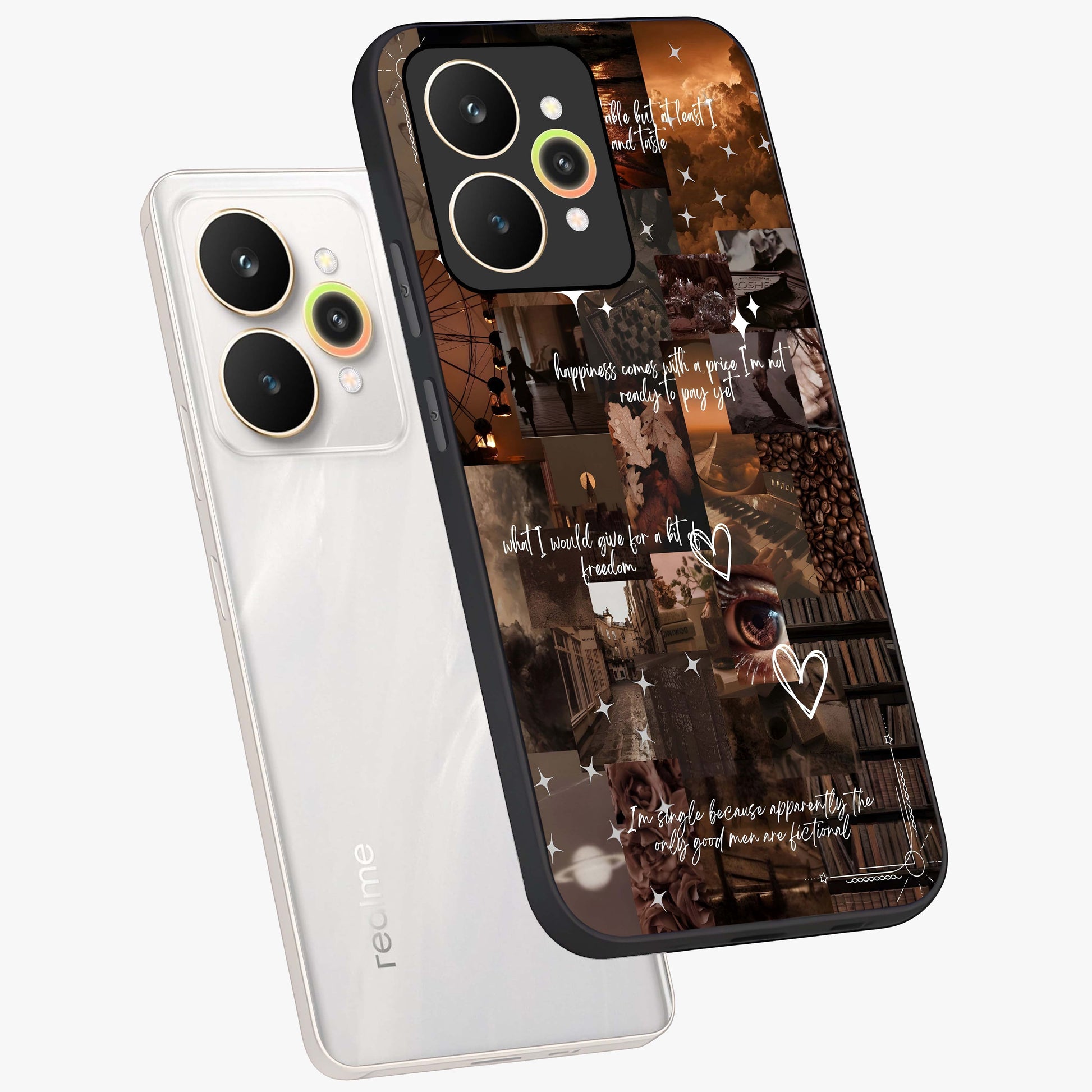 Bittersweet Aesthetic Chaos Glass Case displayed in angled mockup highlighting expressive abstract artwork and edgy aesthetic theme.