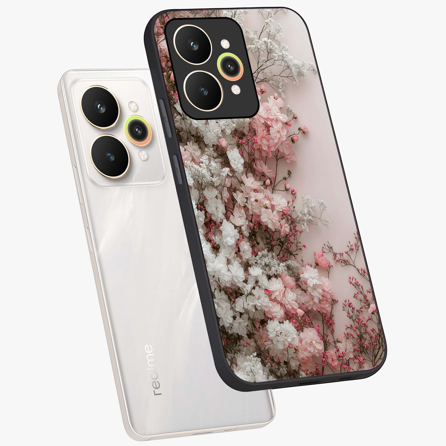 Blush Blossom Cloud Glass Case displayed in angled mockup highlighting soft cloud and blossom design with pastel aesthetic.