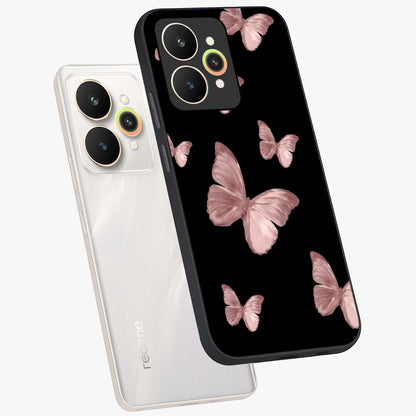 Butterfly Pattern Glass Case displayed in angled mockup highlighting delicate butterfly design and aesthetic pattern style.