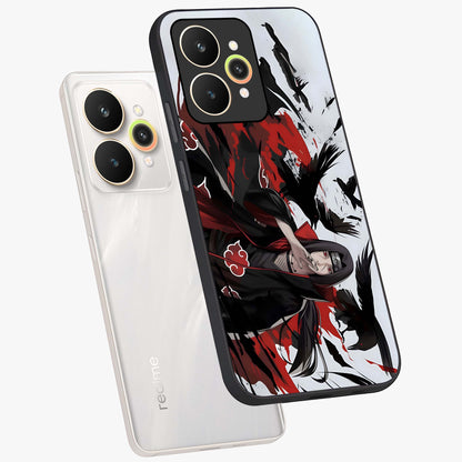 Crimson Crow Illusion Glass Case displayed in angled mockup highlighting mysterious crow graphic with dark aesthetic style.