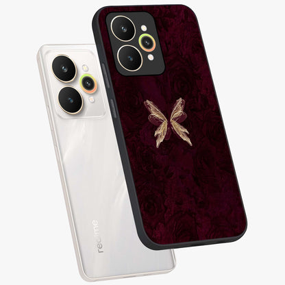 Crimson Fade Butterfly Glass Case displayed in angled mockup highlighting elegant butterfly design with crimson gradient aesthetic.