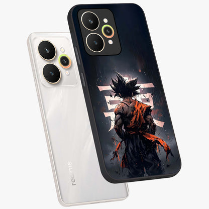 Dark Warrior In Rain Glass Case displayed in angled mockup highlighting dramatic warrior illustration with dark rain aesthetic.