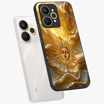 Eternal Golden Glow Glass Case displayed in angled mockup highlighting glowing golden aesthetic design with elegant style.