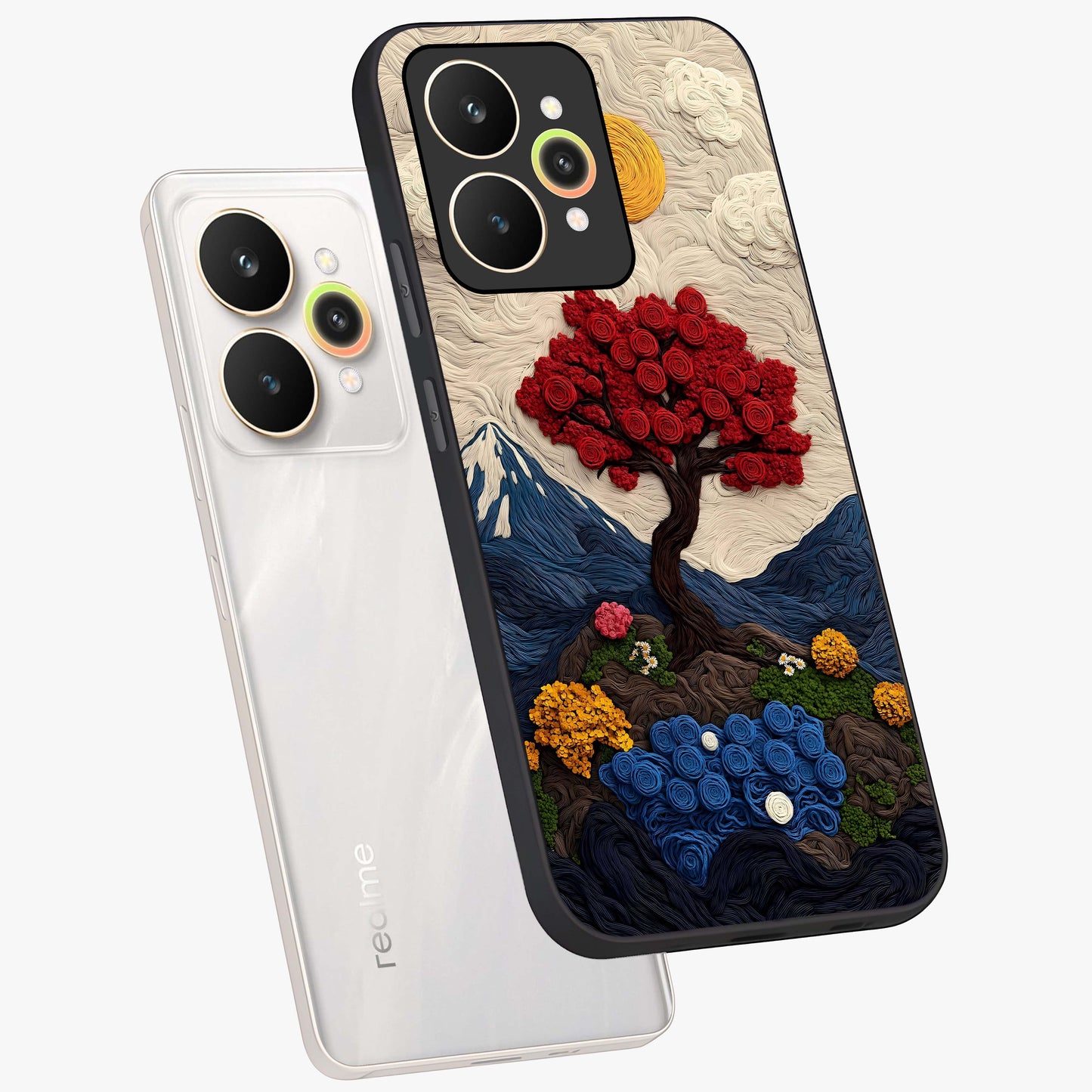 Eternal Nature Tapestry Glass Case displayed in angled mockup highlighting detailed botanical pattern with artistic aesthetic.