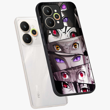 Eyes of Destiny Glass Case displayed in angled mockup highlighting bold eye illustration with mystical aesthetic style.