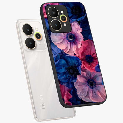 Flower Paper Art Pattern Glass Case displayed in angled mockup highlighting layered paper flower design with artistic aesthetic.