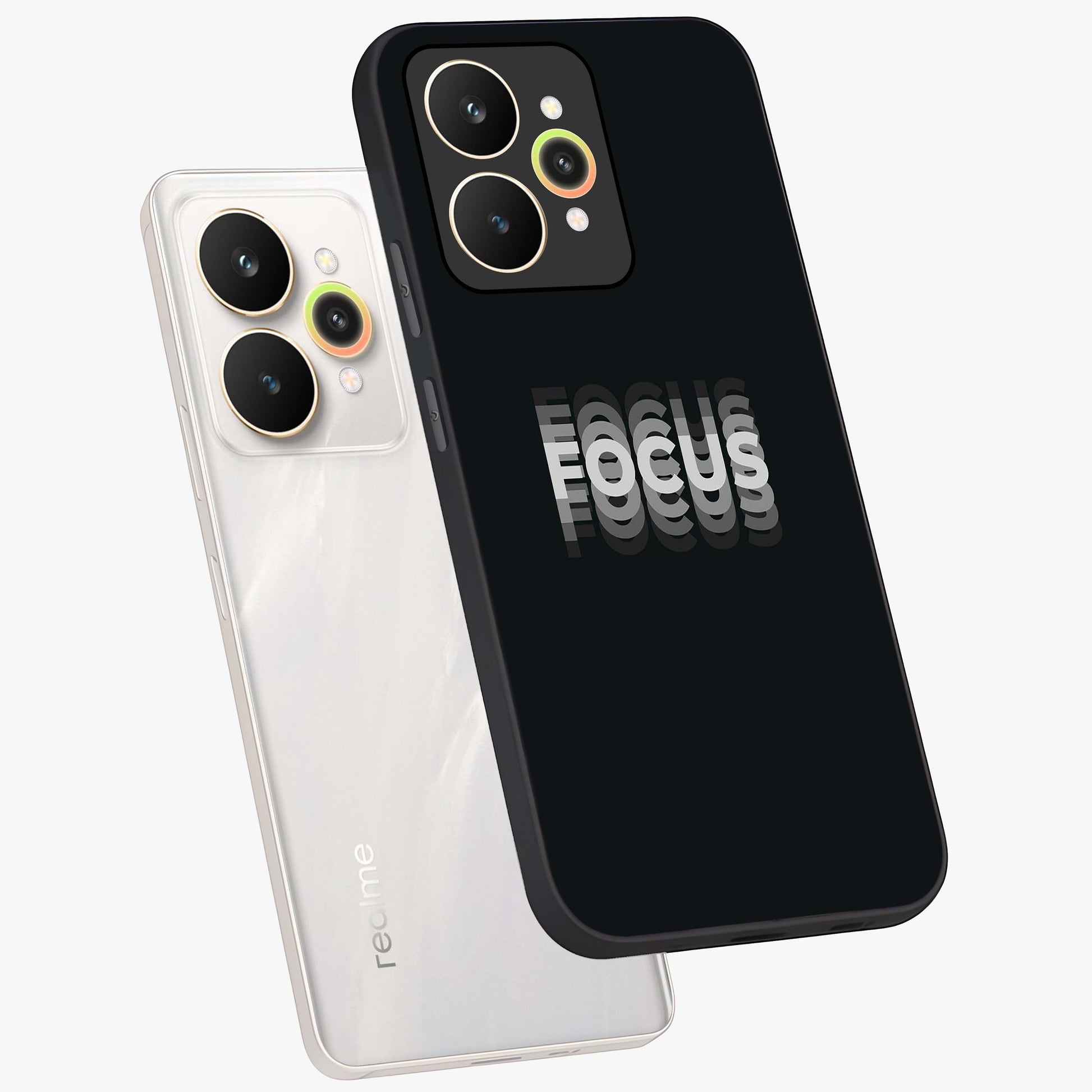 Focus Mode On Glass Case displayed in angled mockup highlighting clean minimal text artwork with modern aesthetic style.