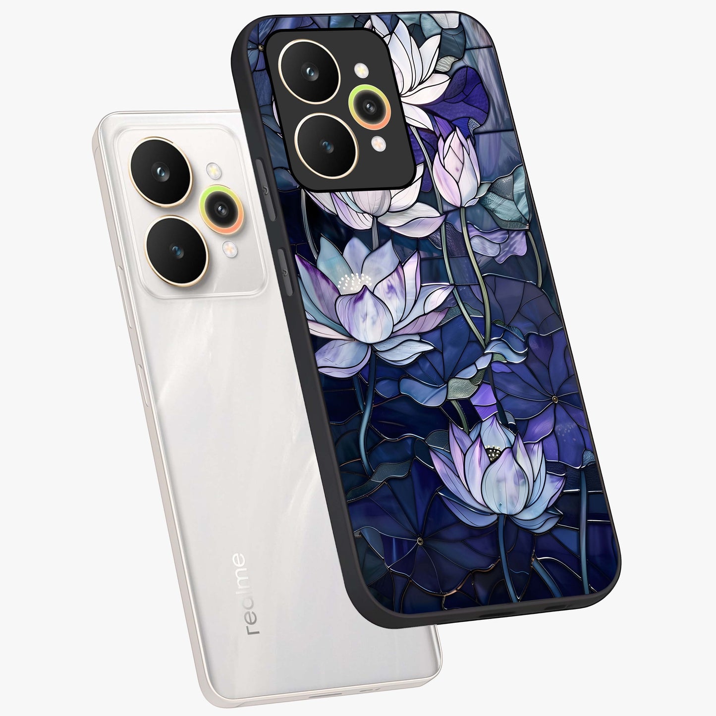 Gloss Petal Rush Glass Case displayed in angled mockup highlighting vibrant petal design with elegant floral aesthetic.