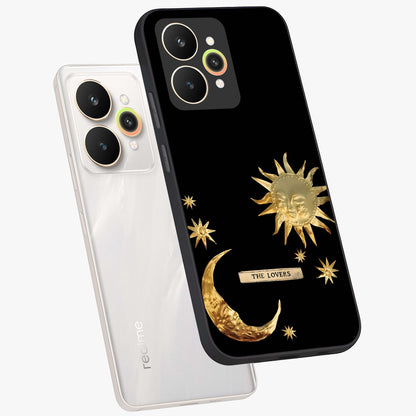 Gold Sun Blush Glass Case displayed in angled mockup highlighting radiant sun design with warm golden aesthetic.