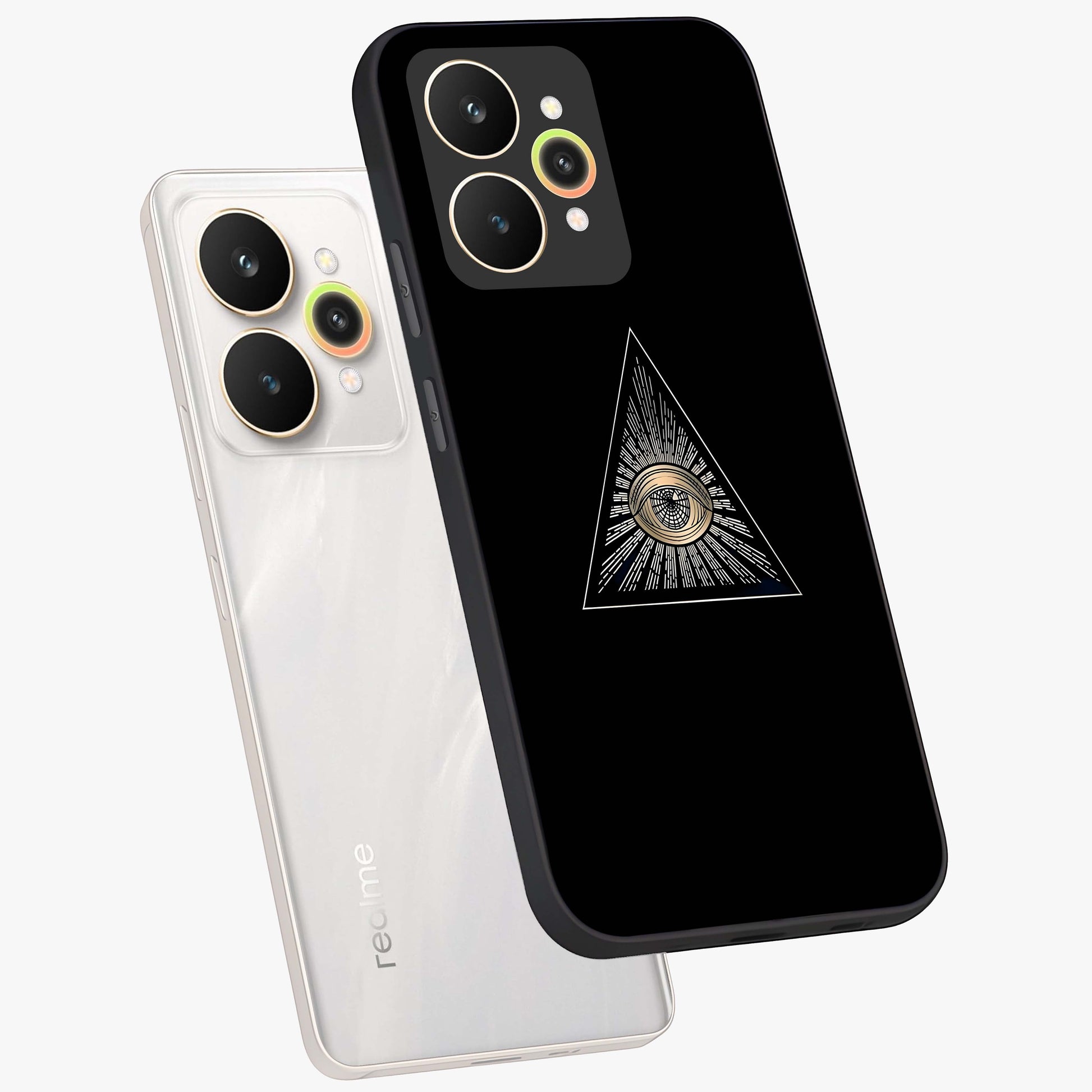 Illuminati Evil Glass Case displayed in angled mockup highlighting dark occult inspired design with bold aesthetic style.