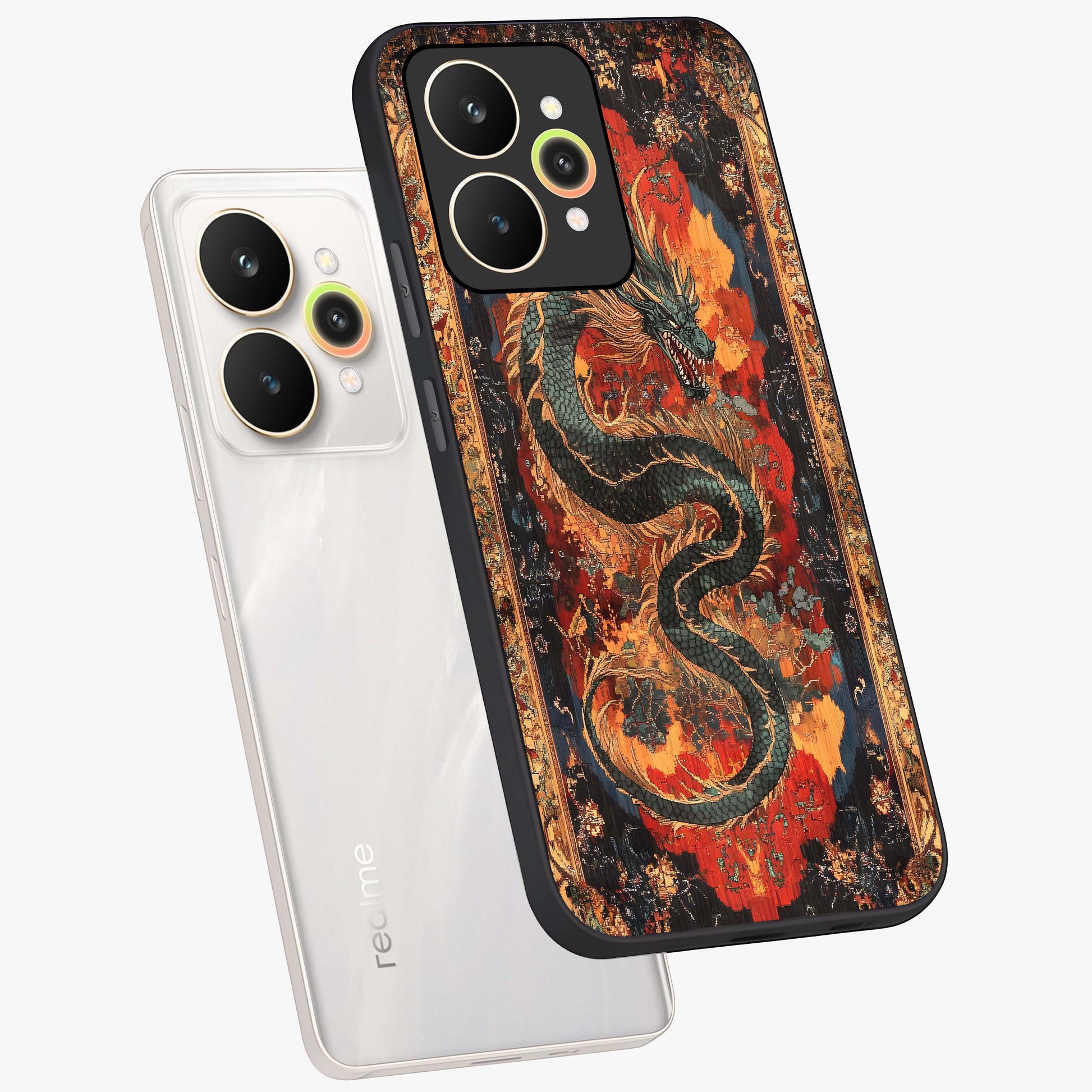 Inferno Dragon Soul Glass Case displayed in angled mockup highlighting powerful dragon illustration with inferno aesthetic.