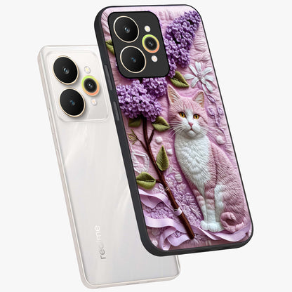 Lavender Cat Whimsy Glass Case displayed in angled mockup highlighting playful feline illustration with pastel lavender aesthetic.