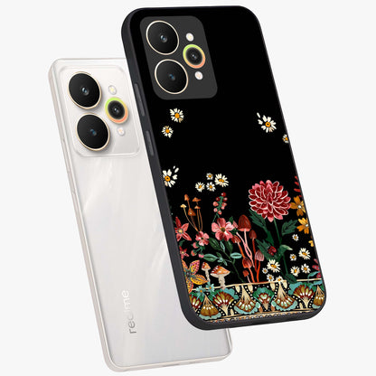 Midnight Bloom Pattern Glass Case displayed in angled mockup highlighting elegant flower design with midnight aesthetic style.