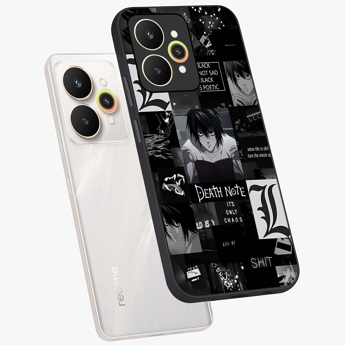 Midnight Chaos Mind Glass Case displayed in angled mockup highlighting chaotic artistic design with dramatic midnight aesthetic.
