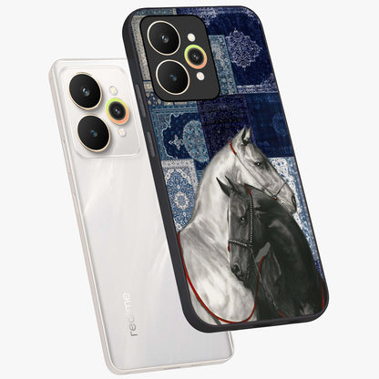 Midnight Stallion Blues Glass Case displayed in angled mockup highlighting powerful stallion illustration with deep midnight tones.