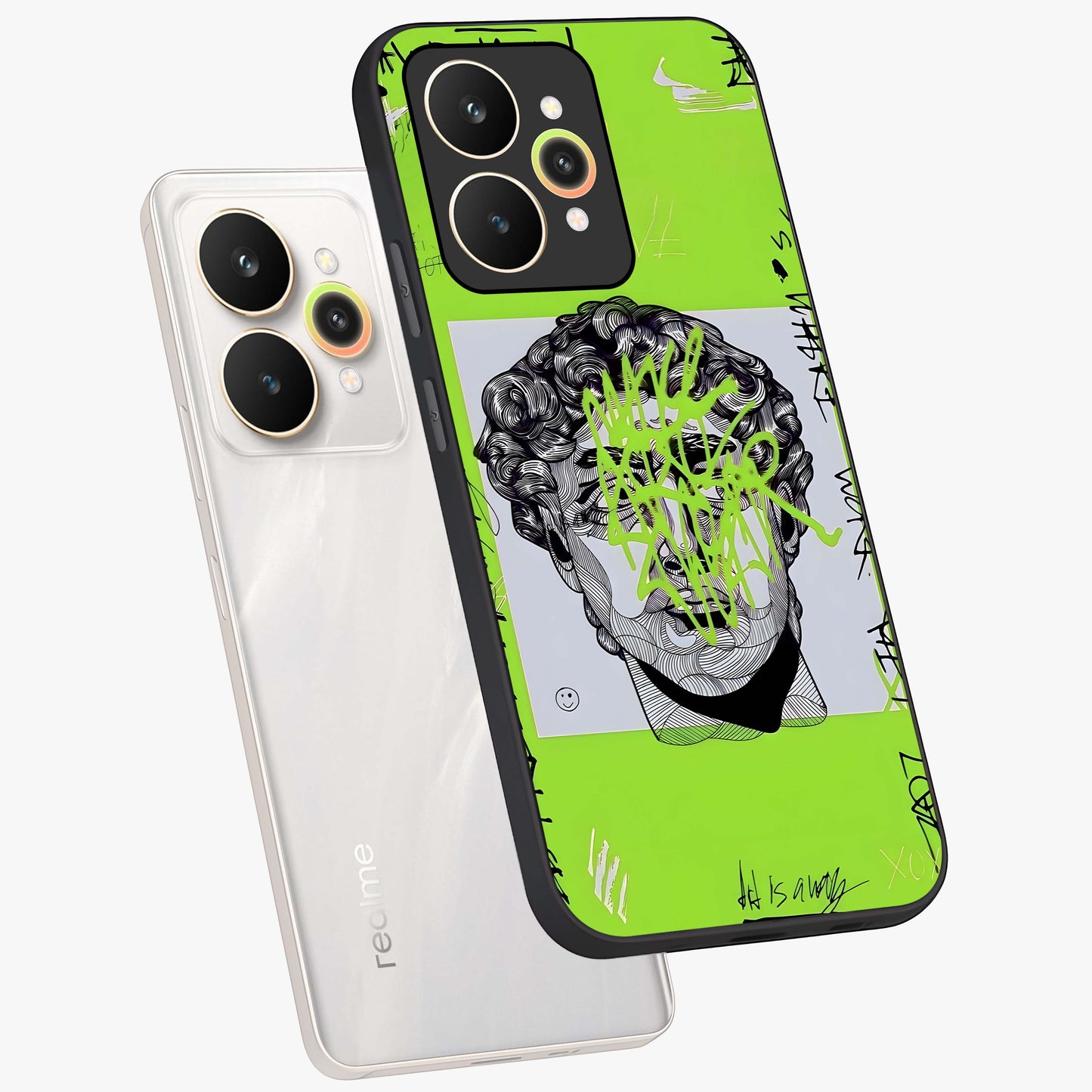 Neo Graffiti Rebellion Glass Case displayed in angled mockup highlighting urban street art design with rebellious aesthetic.